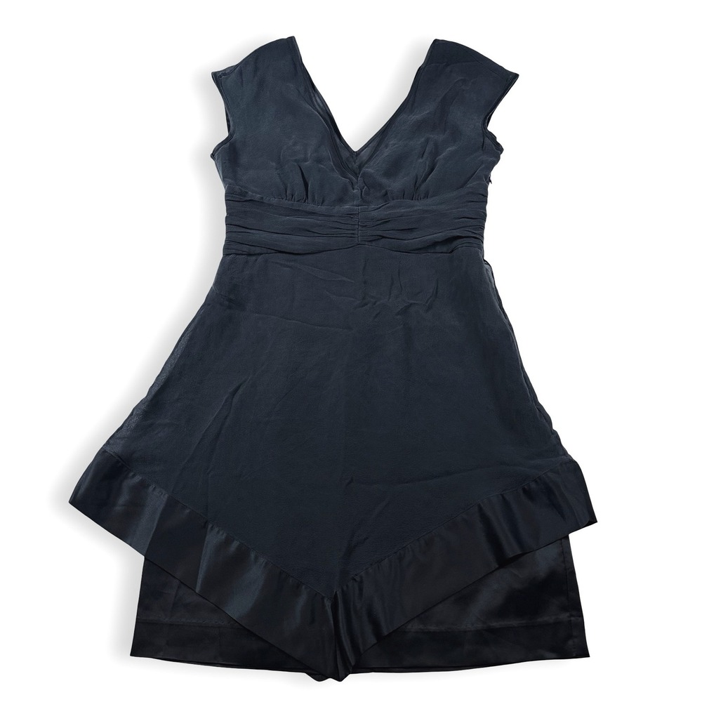Vintage Guess‎ by Marciano Black 100% Silk V-Neck Handkerchief Hem Dress Small